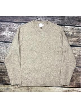 Industry Sweater Mens Large Chunky Knit Crew Neck Beige Pullover Stretch